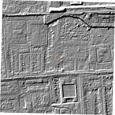 Shaded relief map of the ground around HU46AL, computed from Environment Agency LiDAR. The ground here sits at about 2 m above sea level and falls 6 m across the surrounding 800 m. Surface water reaching this point runs off ground lying to the south-south-east, 1.7 m higher.