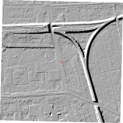 Shaded relief map of the ground around HU46BJ, computed from Environment Agency LiDAR. The ground here sits at about 3 m above sea level and falls 8 m across the surrounding 800 m. Surface water reaching this point runs off ground lying to the east, 1.1 m higher.