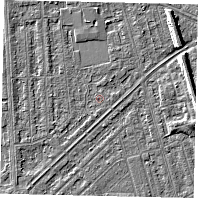 Shaded relief map of the ground around HU46EP, computed from Environment Agency LiDAR. The ground here sits at about 2 m above sea level and falls 8 m across the surrounding 800 m. Surface water reaching this point runs off ground lying to the south-south-west, 1.2 m higher.
