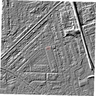 Shaded relief map of the ground around HU46HQ, computed from Environment Agency LiDAR. The ground here sits at about 3 m above sea level and falls 6 m across the surrounding 800 m. Surface water reaching this point runs off ground lying to the south-south-east, 1.0 m higher.
