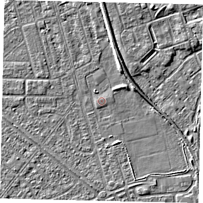 Shaded relief map of the ground around HU46LQ, computed from Environment Agency LiDAR. The ground here sits at about 3 m above sea level and falls 5 m across the surrounding 800 m. Surface water reaching this point runs off ground lying to the south-south-east, 2.3 m higher.