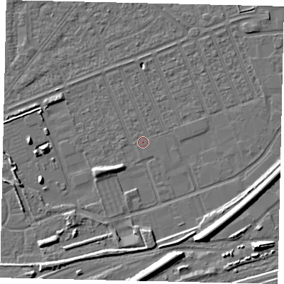 Shaded relief map of the ground around HU46PH, computed from Environment Agency LiDAR. The ground here sits at about 3 m above sea level and falls 11 m across the surrounding 800 m. The ground contributing surface water to this point lies to the north-west.