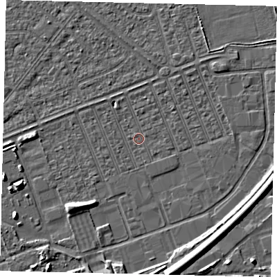 Shaded relief map of the ground around HU46PZ, computed from Environment Agency LiDAR. The ground here sits at about 3 m above sea level and falls 9 m across the surrounding 800 m. Surface water reaching this point runs off ground lying to the south-south-west, 0.6 m higher.