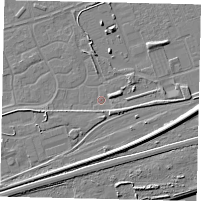 Shaded relief map of the ground around HU46SN, computed from Environment Agency LiDAR. The ground here sits at about 3 m above sea level and falls 12 m across the surrounding 800 m. Surface water reaching this point runs off ground lying to the east, 3.1 m higher.