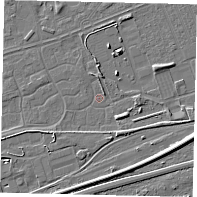 Shaded relief map of the ground around HU46ST, computed from Environment Agency LiDAR. The ground here sits at about 3 m above sea level and falls 8 m across the surrounding 800 m. Surface water reaching this point runs off ground lying to the east-south-east, 3.2 m higher.