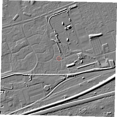 Shaded relief map of the ground around HU46SU, computed from Environment Agency LiDAR. The ground here sits at about 3 m above sea level and falls 8 m across the surrounding 800 m. Surface water reaching this point runs off ground lying to the east-south-east, 3.2 m higher.