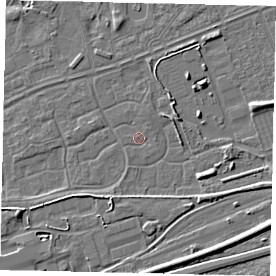 Shaded relief map of the ground around HU46SX, computed from Environment Agency LiDAR. The ground here sits at about 3 m above sea level and falls 8 m across the surrounding 800 m. Surface water reaching this point runs off ground lying to the east-south-east, 3.2 m higher.