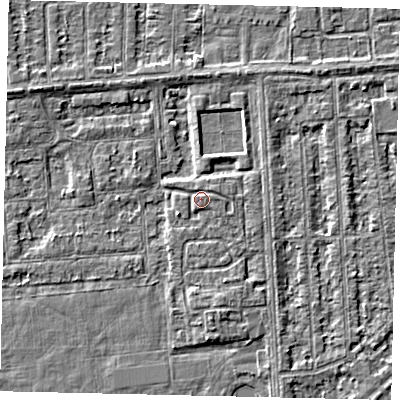 Shaded relief map of the ground around HU46TN, computed from Environment Agency LiDAR. The ground here sits at about 3 m above sea level and falls 3 m across the surrounding 800 m. Surface water reaching this point runs off ground lying to the south, 1.6 m higher.