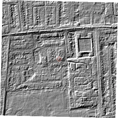 Shaded relief map of the ground around HU46TW, computed from Environment Agency LiDAR. The ground here sits at about 2 m above sea level and falls 3 m across the surrounding 800 m. Surface water reaching this point runs off ground lying to the north-east, 0.9 m higher.