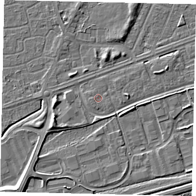 Shaded relief map of the ground around HU46UP, computed from Environment Agency LiDAR. The ground here sits at about 3 m above sea level and falls 9 m across the surrounding 800 m. Surface water reaching this point runs off ground lying to the south-west, 1.0 m higher.