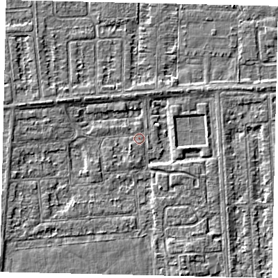 Shaded relief map of the ground around HU46XD, computed from Environment Agency LiDAR. The ground here sits at about 2 m above sea level and falls 3 m across the surrounding 800 m. Surface water reaching this point runs off ground lying to the south-west, 1.3 m higher.