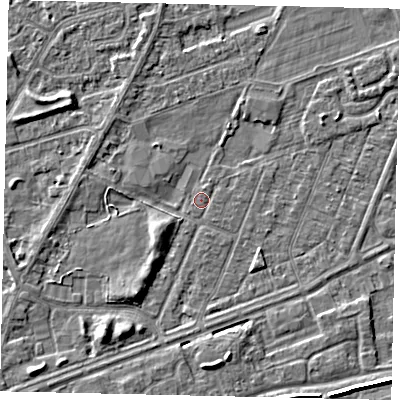 Shaded relief map of the ground around HU47AR, computed from Environment Agency LiDAR. The ground here sits at about 2 m above sea level and falls 6 m across the surrounding 800 m. Surface water reaching this point runs off ground lying to the south-west, 3.6 m higher.