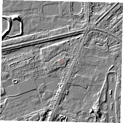 Shaded relief map of the ground around HU47AX, computed from Environment Agency LiDAR. The ground here sits at about 3 m above sea level and falls 5 m across the surrounding 800 m. Surface water reaching this point runs off ground lying to the east-south-east, 0.6 m higher.