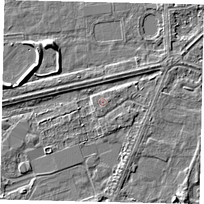 Shaded relief map of the ground around HU47AY, computed from Environment Agency LiDAR. The ground here sits at about 3 m above sea level and falls 5 m across the surrounding 800 m. Surface water reaching this point runs off ground lying to the east-north-east, 0.6 m higher.