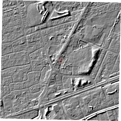 Shaded relief map of the ground around HU47BS, computed from Environment Agency LiDAR. The ground here sits at about 3 m above sea level and falls 6 m across the surrounding 800 m. Surface water reaching this point runs off ground lying to the north, 1.1 m higher.