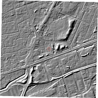 Shaded relief map of the ground around HU47DT, computed from Environment Agency LiDAR. The ground here sits at about 3 m above sea level and falls 6 m across the surrounding 800 m. Surface water reaching this point runs off ground lying to the east, 3.2 m higher.