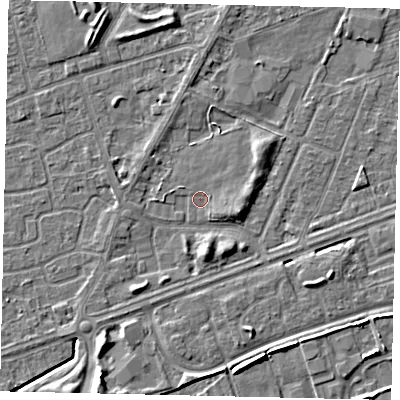 Shaded relief map of the ground around HU47DU, computed from Environment Agency LiDAR. The ground here sits at about 3 m above sea level and falls 6 m across the surrounding 800 m. Surface water reaching this point runs off ground lying to the east-south-east, 2.6 m higher.