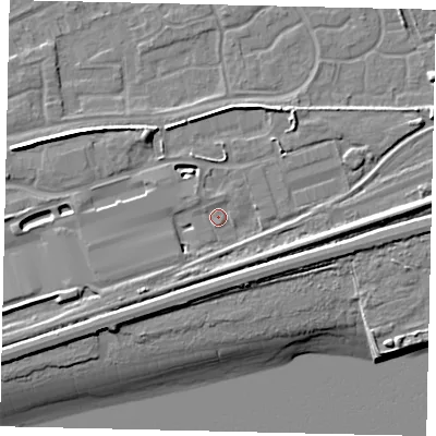 Shaded relief map of the ground around HU47DZ, computed from Environment Agency LiDAR. The ground here sits at about 4 m above sea level and falls 10 m across the surrounding 800 m. Surface water reaching this point runs off ground lying to the east, 4.1 m higher.