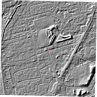 Shaded relief map of the ground around HU47EL, computed from Environment Agency LiDAR. The ground here sits at about 3 m above sea level and falls 4 m across the surrounding 800 m. Surface water reaching this point runs off ground lying to the north-north-east, 2.4 m higher.