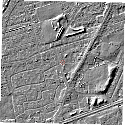 Shaded relief map of the ground around HU47EN, computed from Environment Agency LiDAR. The ground here sits at about 3 m above sea level and falls 4 m across the surrounding 800 m. Surface water reaching this point runs off ground lying to the south, 1.3 m higher.