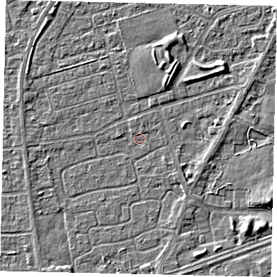 Shaded relief map of the ground around HU47EQ, computed from Environment Agency LiDAR. The ground here sits at about 3 m above sea level and falls 3 m across the surrounding 800 m. Surface water reaching this point runs off ground lying to the south, 1.3 m higher.