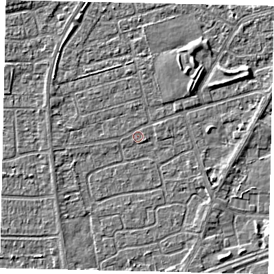Shaded relief map of the ground around HU47ER, computed from Environment Agency LiDAR. The ground here sits at about 3 m above sea level and falls 3 m across the surrounding 800 m. Surface water reaching this point runs off ground lying to the west-south-west, 1.2 m higher.