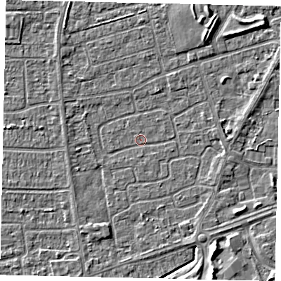 Shaded relief map of the ground around HU47EY, computed from Environment Agency LiDAR. The ground here sits at about 3 m above sea level and falls 5 m across the surrounding 800 m. Surface water reaching this point runs off ground lying to the south-south-east, 1.7 m higher.