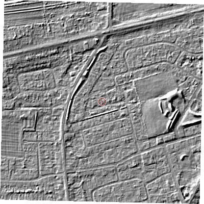 Shaded relief map of the ground around HU47HG, computed from Environment Agency LiDAR. The ground here sits at about 3 m above sea level and falls 4 m across the surrounding 800 m. Surface water reaching this point runs off ground lying to the south-south-west, 1.0 m higher.