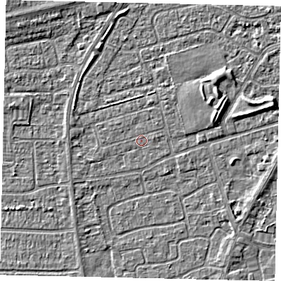 Shaded relief map of the ground around HU47HL, computed from Environment Agency LiDAR. The ground here sits at about 3 m above sea level and falls 3 m across the surrounding 800 m. Surface water reaching this point runs off ground lying to the west-south-west, 0.8 m higher.