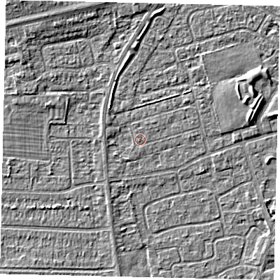 Shaded relief map of the ground around HU47HN, computed from Environment Agency LiDAR. The ground here sits at about 3 m above sea level and falls 3 m across the surrounding 800 m. Surface water reaching this point runs off ground lying to the east, 0.5 m higher.