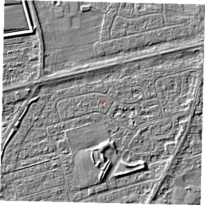 Shaded relief map of the ground around HU47JS, computed from Environment Agency LiDAR. The ground here sits at about 3 m above sea level and falls 4 m across the surrounding 800 m. Surface water reaching this point runs off ground lying to the south, 0.6 m higher.