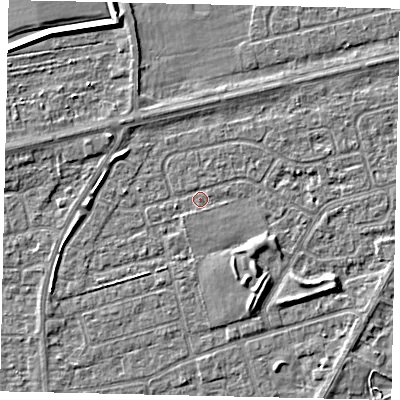 Shaded relief map of the ground around HU47JX, computed from Environment Agency LiDAR. The ground here sits at about 3 m above sea level and falls 3 m across the surrounding 800 m. Surface water reaching this point runs off ground lying to the south-south-east, 2.3 m higher.