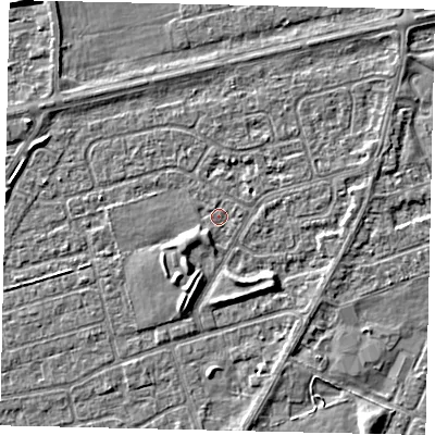 Shaded relief map of the ground around HU47JZ, computed from Environment Agency LiDAR. The ground here sits at about 3 m above sea level and falls 4 m across the surrounding 800 m. Surface water reaching this point runs off ground lying to the south-south-west, 1.6 m higher.