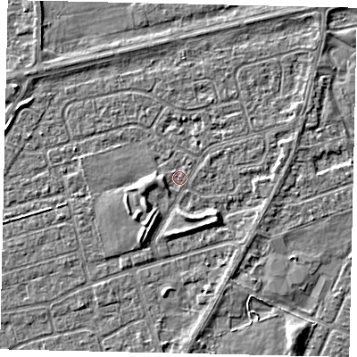 Shaded relief map of the ground around HU47LE, computed from Environment Agency LiDAR. The ground here sits at about 3 m above sea level and falls 3 m across the surrounding 800 m. Surface water reaching this point runs off ground lying to the south-west, 3.0 m higher.