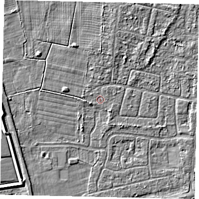 Shaded relief map of the ground around HU47NE, computed from Environment Agency LiDAR. The ground here sits at about 3 m above sea level and falls 4 m across the surrounding 800 m. Surface water reaching this point runs off ground lying to the west, 0.8 m higher.