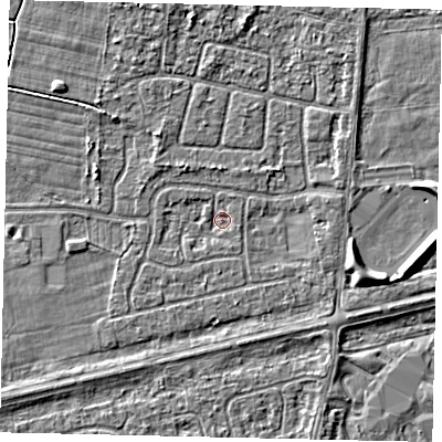 Shaded relief map of the ground around HU47NL, computed from Environment Agency LiDAR. The ground here sits at about 2 m above sea level and falls 3 m across the surrounding 800 m. Surface water reaching this point runs off ground lying to the east-south-east, 0.9 m higher.