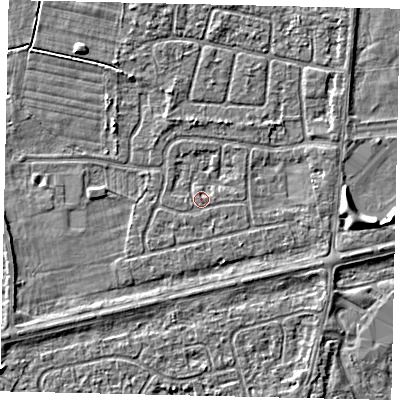 Shaded relief map of the ground around HU47NT, computed from Environment Agency LiDAR. The ground here sits at about 3 m above sea level and falls 3 m across the surrounding 800 m. Surface water reaching this point runs off ground lying to the north, 1.5 m higher.