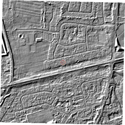 Shaded relief map of the ground around HU47NY, computed from Environment Agency LiDAR. The ground here sits at about 3 m above sea level and falls 4 m across the surrounding 800 m. Surface water reaching this point runs off ground lying to the east, 1.3 m higher.