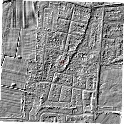 Shaded relief map of the ground around HU47QB, computed from Environment Agency LiDAR. The ground here sits at about 3 m above sea level and falls 3 m across the surrounding 800 m. Surface water reaching this point runs off ground lying to the north-east, 1.0 m higher.