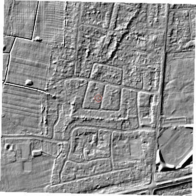 Shaded relief map of the ground around HU47QE, computed from Environment Agency LiDAR. The ground here sits at about 3 m above sea level and falls 3 m across the surrounding 800 m. Surface water reaching this point runs off ground lying to the north-west, 0.6 m higher.