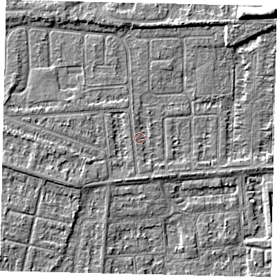 Shaded relief map of the ground around HU47RB, computed from Environment Agency LiDAR. The ground here sits at about 3 m above sea level and falls 6 m across the surrounding 800 m. Surface water reaching this point runs off ground lying to the south-south-east, 1.0 m higher.