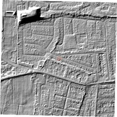 Shaded relief map of the ground around HU47RJ, computed from Environment Agency LiDAR. The ground here sits at about 3 m above sea level and falls 9 m across the surrounding 800 m. Surface water reaching this point runs off ground lying to the east, 0.8 m higher.
