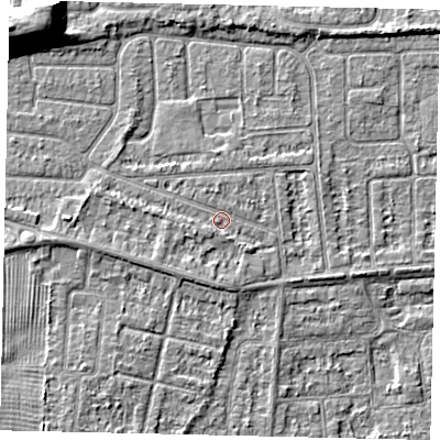 Shaded relief map of the ground around HU47RN, computed from Environment Agency LiDAR. The ground here sits at about 3 m above sea level and falls 9 m across the surrounding 800 m. Surface water reaching this point runs off ground lying to the west-south-west, 0.9 m higher.