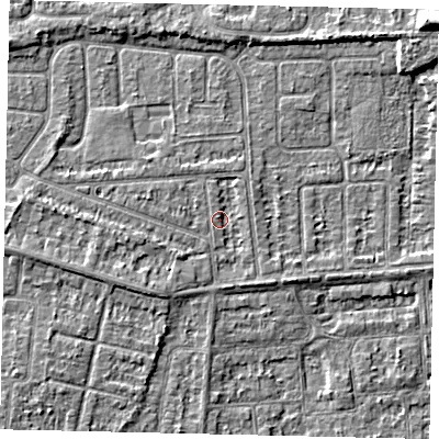 Shaded relief map of the ground around HU47RP, computed from Environment Agency LiDAR. The ground here sits at about 3 m above sea level and falls 5 m across the surrounding 800 m. Surface water reaching this point runs off ground lying to the south-west, 1.7 m higher.
