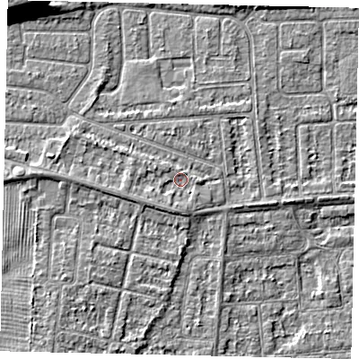 Shaded relief map of the ground around HU47SG, computed from Environment Agency LiDAR. The ground here sits at about 3 m above sea level and falls 9 m across the surrounding 800 m. Surface water reaching this point runs off ground lying to the south-west, 1.2 m higher.