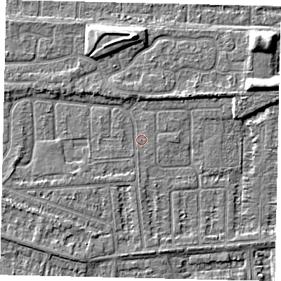 Shaded relief map of the ground around HU47SU, computed from Environment Agency LiDAR. The ground here sits at about 2 m above sea level and falls 6 m across the surrounding 800 m. Surface water reaching this point runs off ground lying to the south-west, 2.1 m higher.