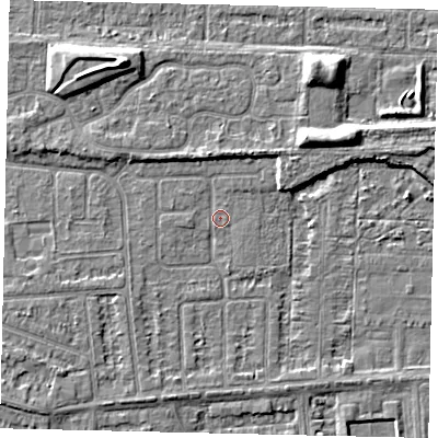 Shaded relief map of the ground around HU47TA, computed from Environment Agency LiDAR. The ground here sits at about 2 m above sea level and falls 6 m across the surrounding 800 m. Surface water reaching this point runs off ground lying to the east-north-east, 4.6 m higher.