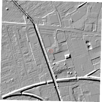 Shaded relief map of the ground around HU51AL, computed from Environment Agency LiDAR. The ground here sits at about 3 m above sea level and falls 9 m across the surrounding 800 m. Surface water reaching this point runs off ground lying to the north-west, 1.6 m higher.