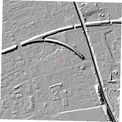 Shaded relief map of the ground around HU51BU, computed from Environment Agency LiDAR. The ground here sits at about 3 m above sea level and falls 11 m across the surrounding 800 m. Surface water reaching this point runs off ground lying to the north-north-east, 5.0 m higher.