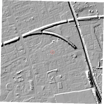 Shaded relief map of the ground around HU51BX, computed from Environment Agency LiDAR. The ground here sits at about 3 m above sea level and falls 11 m across the surrounding 800 m. Surface water reaching this point runs off ground lying to the north-east, 5.0 m higher.